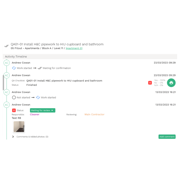 Digital audit trail