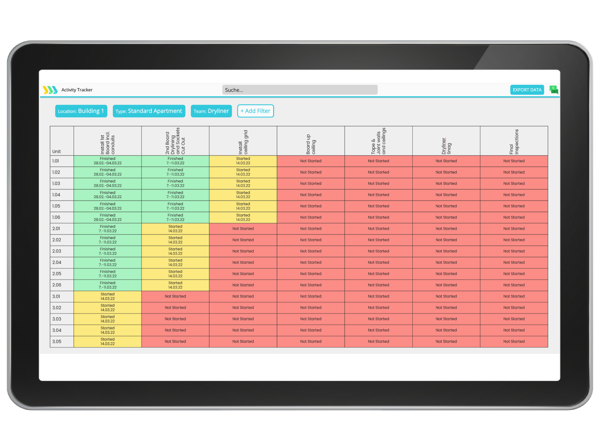 construction activity tracker - Sablono